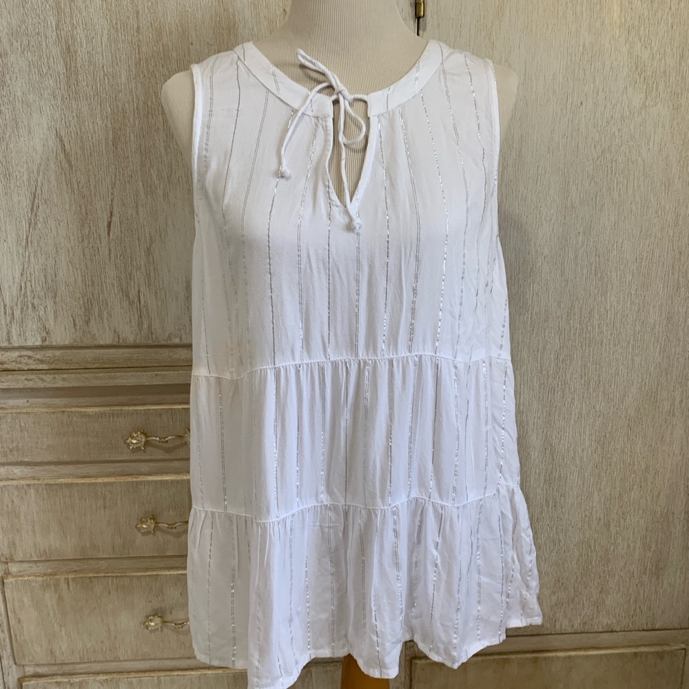 Daytrip White Sleeveless Tunic Top size L brand new